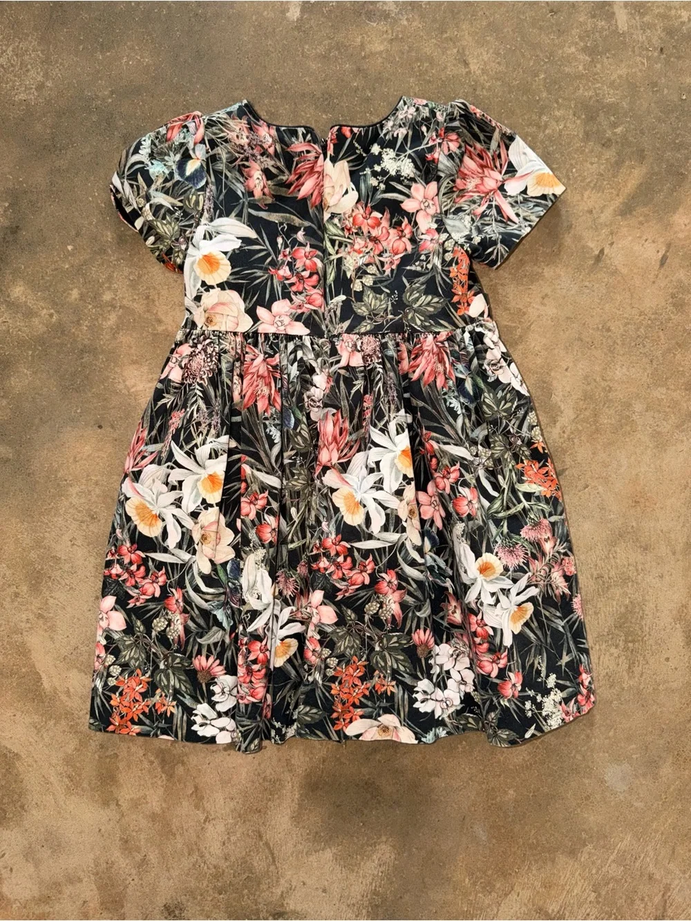 Edgehill Collection Girls Size 5 Black Floral Cotton Cottagecore Dress